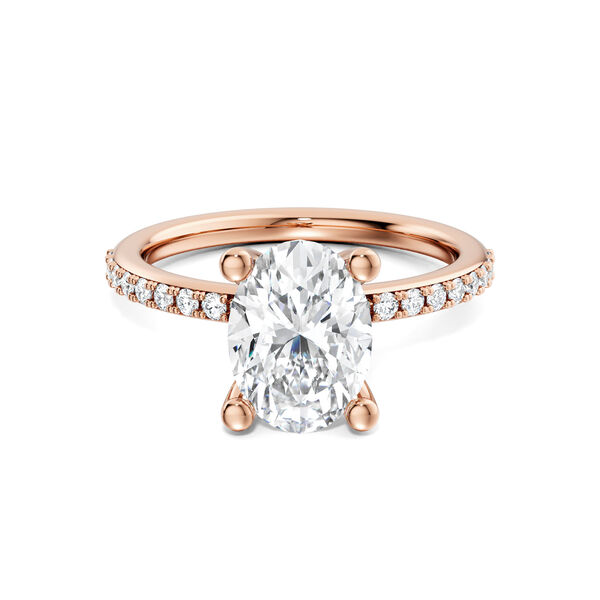 Rose Gold Oval Cut Diamond Engagement Ring with Diamond Band